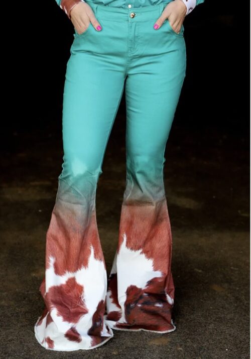 Cowboy flare pants - Turquoise, Size 4